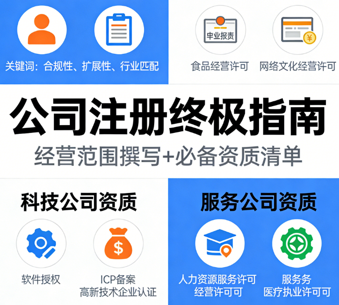 电商/科技/服务公司注册终极指南:经营范围怎么写?哪些资质必须有?