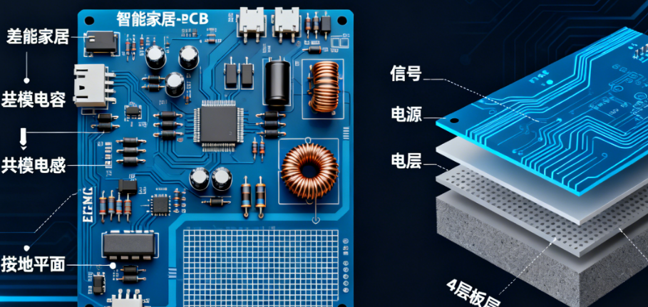 智能家居PCB设计：3大EMC防护策略与4层板低成本优化方案详解