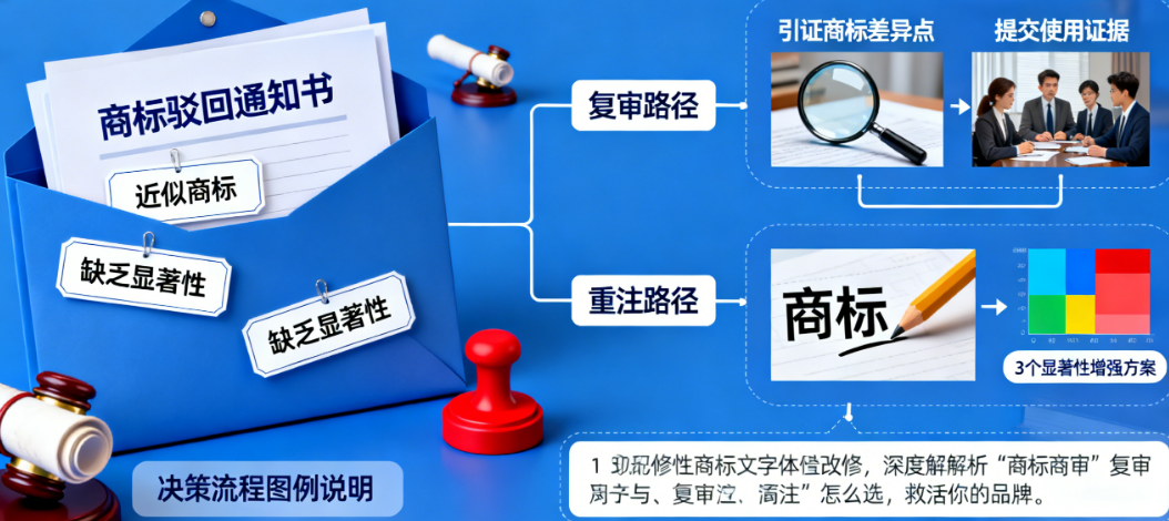 商标被驳回了?别慌!深度解析“复审”与“重注”怎么选,救活你的品牌