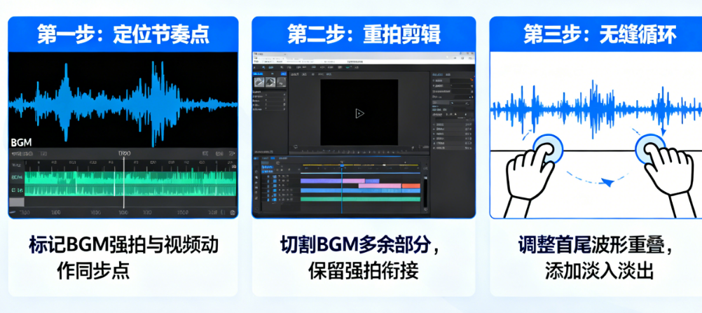 BGM时长不对怎么办?三步掌握「重拍剪辑」与「无缝循环」核心技巧
