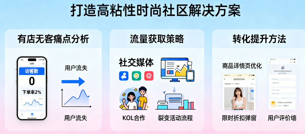 你的服装小程序还在“有店无客”？破解流量低、转化难的三大死结，打造高粘性时尚社区