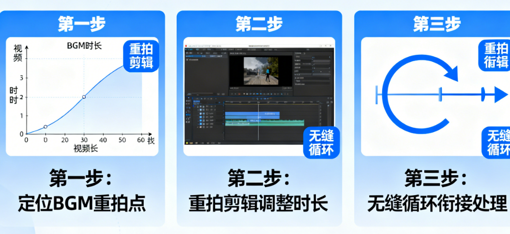 BGM时长不对怎么办?三步掌握「重拍剪辑」与「无缝循环」核心技巧