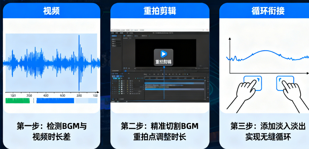 BGM时长不对怎么办?三步掌握「重拍剪辑」与「无缝循环」核心技巧