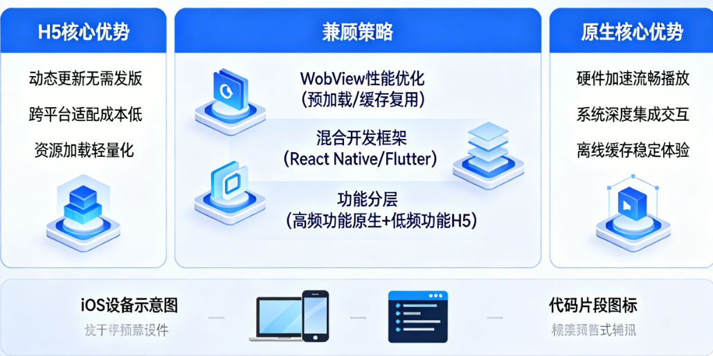 iOS影音APP开发,如何兼顾H5的灵活迭代与原生的流畅体验?