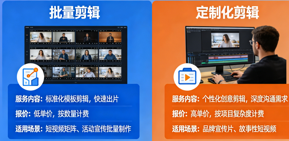 批量剪辑 vs. 定制化剪辑：如何选择？服务、报价与适用场景全对比