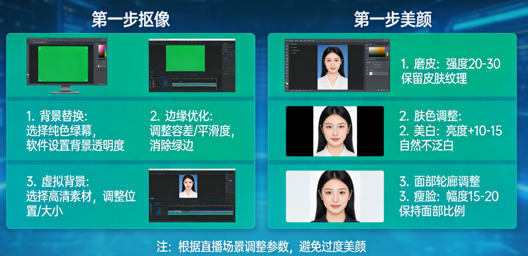 直播绿幕抠像和美颜怎么调?从“鬼影”到“电影级”的终极指南