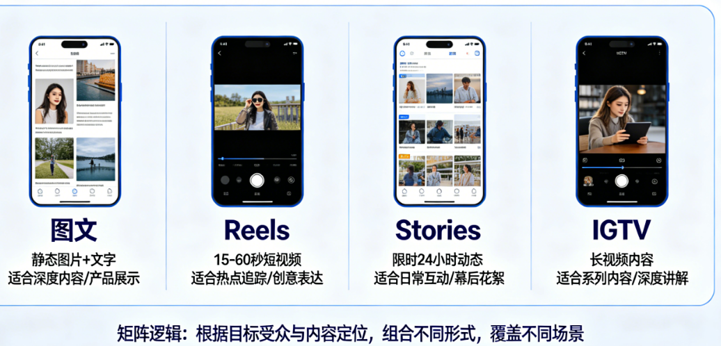 图文、Reels、Stories、IGTV——Instagram内容矩阵怎么搭?