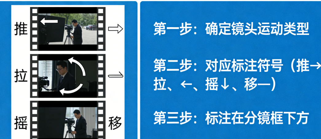 分镜看不懂?教你一招,1分钟学会在分镜稿里标注推拉摇移!