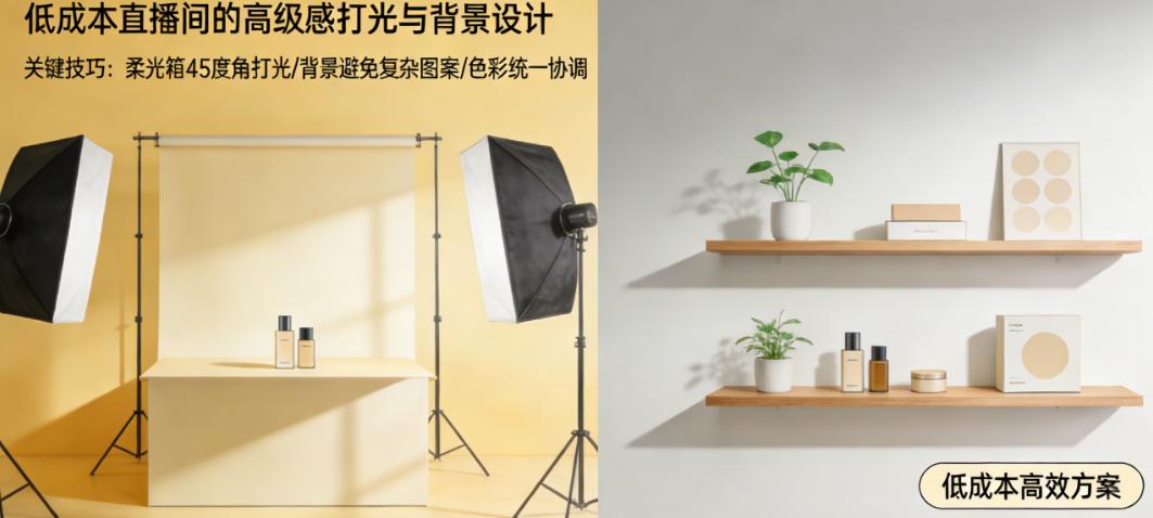 别让廉价感毁了你的产品!低成本直播间的高级感打光与背景设计
