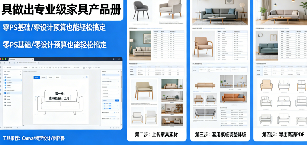 不会PS、没预算找设计公司?手把手教你用在线工具做出媲美专业级的家具产品册