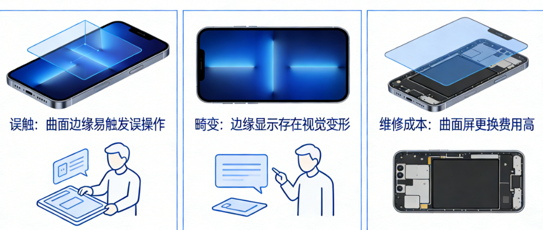 曲面设计虽好,但这些“坑”你必须知道:误触、畸变、维修成本全解析
