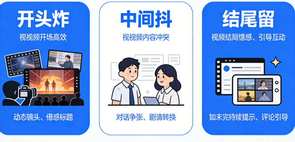 3分钟短视频节奏设计三步法：开头炸、中间抖、结尾留