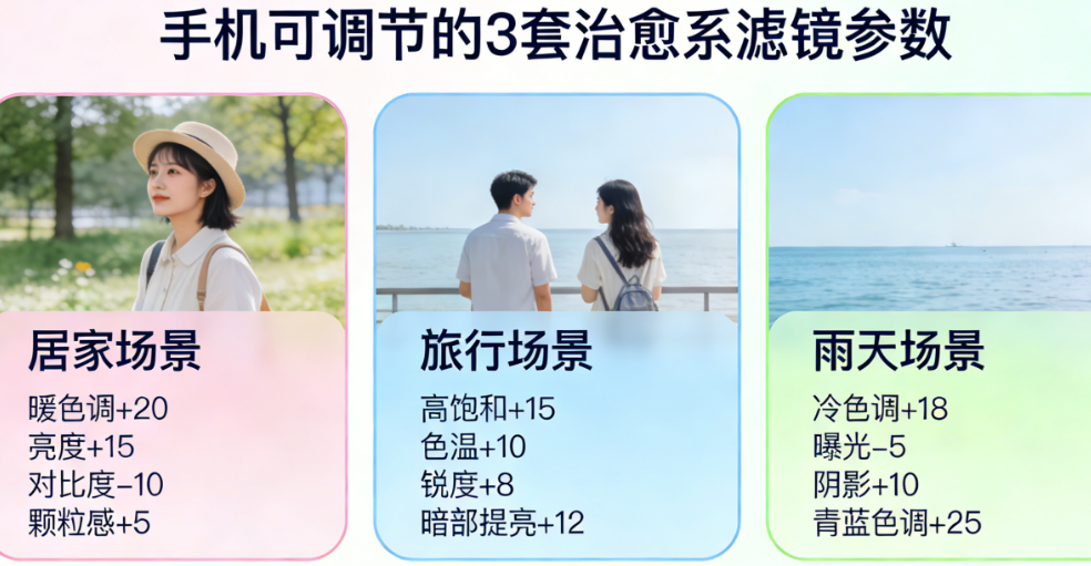 手机也能调！3套治愈系滤镜参数（居家/旅行/雨天全场景覆盖）