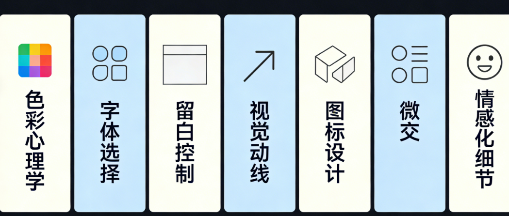 APP界面吸引用户的7个关键要素:色彩心理学、字体选择、留白控制、视觉动线、图标设计、微交互、情感化细节