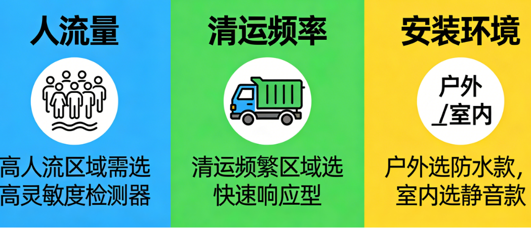 社区垃圾桶满溢检测器怎么选?人流量、清运频率、安装环境,一个都不能少