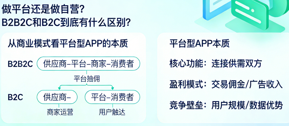 做平台还是做自营？B2B2C和B2C到底有什么区别？从商业模式看平台型APP的本质
