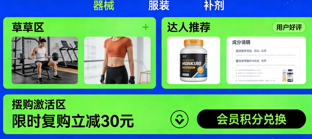健身装备小程序怎么做？从器械、服装到补剂，健身人群的复购激活与内容种草