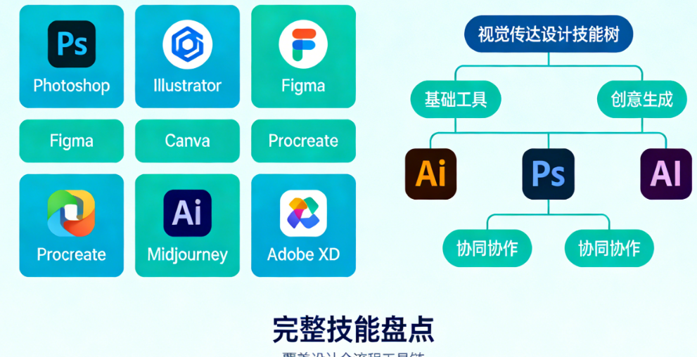 AI时代视觉传达设计师必备的7类工具：从Photoshop到Midjourney，技能树完整盘点