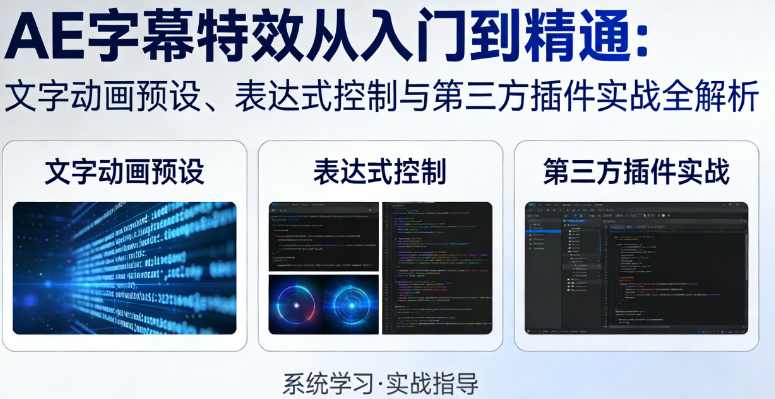 AE字幕特效从入门到精通:文字动画预设、表达式控制与第三方插件实战全解析