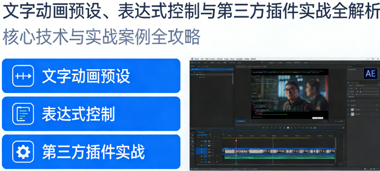 AE字幕特效从入门到精通:文字动画预设、表达式控制与第三方插件实战全解析