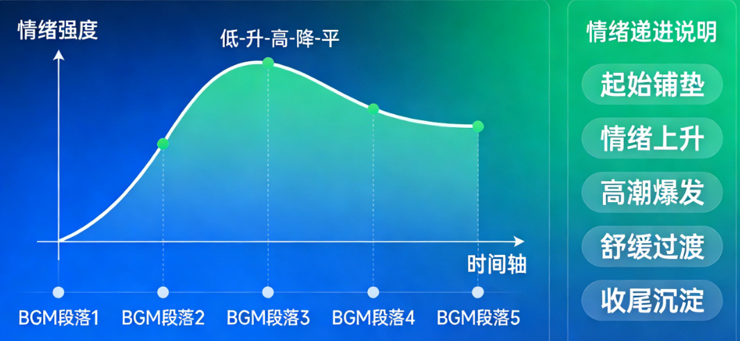 情绪递进怎么做？多段BGM衔接的情绪曲线设计思路
