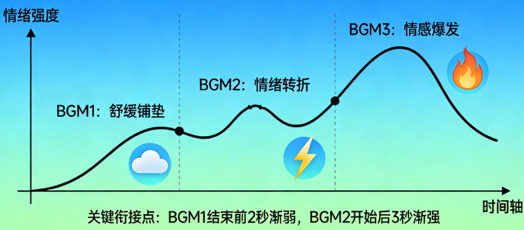 情绪递进怎么做？多段BGM衔接的情绪曲线设计思路