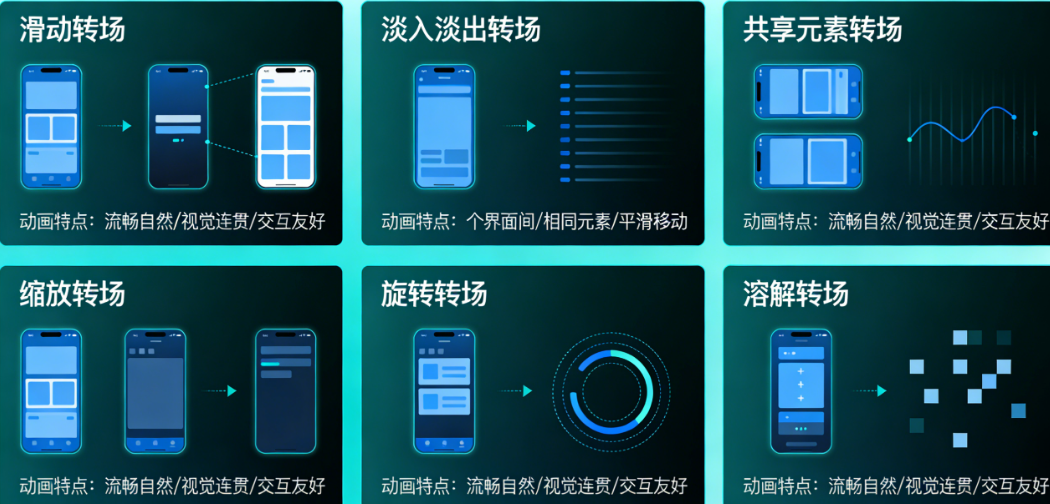 App转场动画的6大类型全解析:从滑动、淡入淡出到共享元素,一篇搞懂