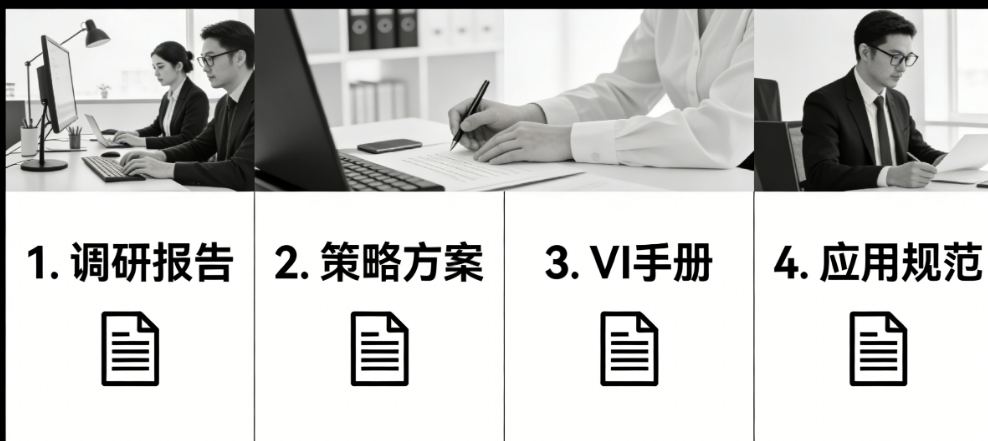 品牌设计策划交付什么?调研报告、策略方案、VI手册、应用规范的完整交付清单