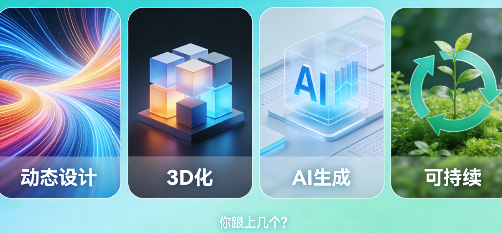 2026视觉传达设计趋势盘点：动态设计、3D化、AI生成、可持续，你跟上几个?