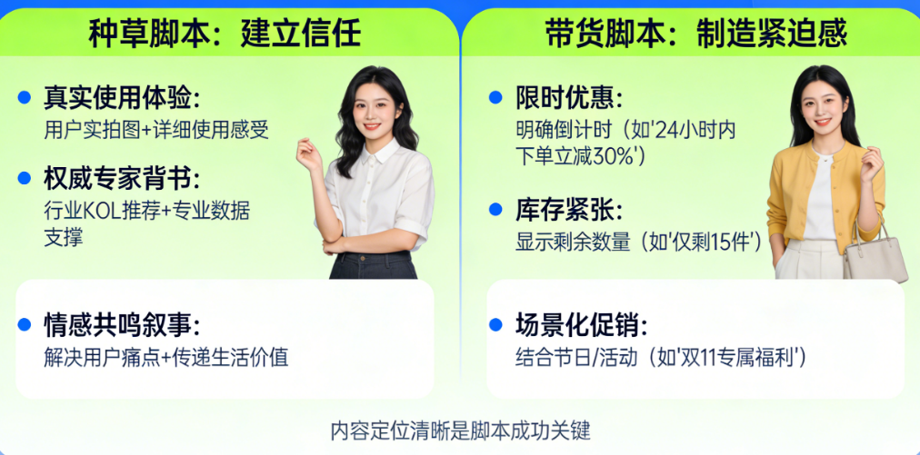 别让脚本定位模糊毁掉内容!种草脚本如何建立信任,带货脚本如何制造紧迫感