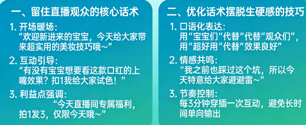 如何用话术留住直播观众？如何优化话术摆脱生硬感？