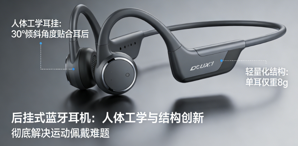 彻底解决运动耳机佩戴难题！后挂式蓝牙耳机的人体工学设计与结构创新
