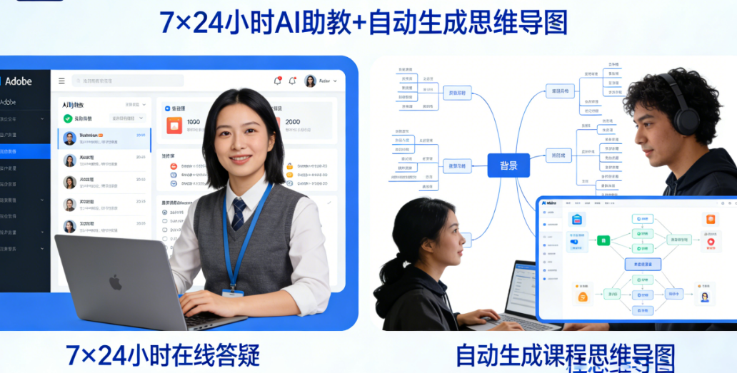 Adobe推出免费AI学习平台Acrobat Student Spaces：7×24小时AI助教+自动生成思维导图