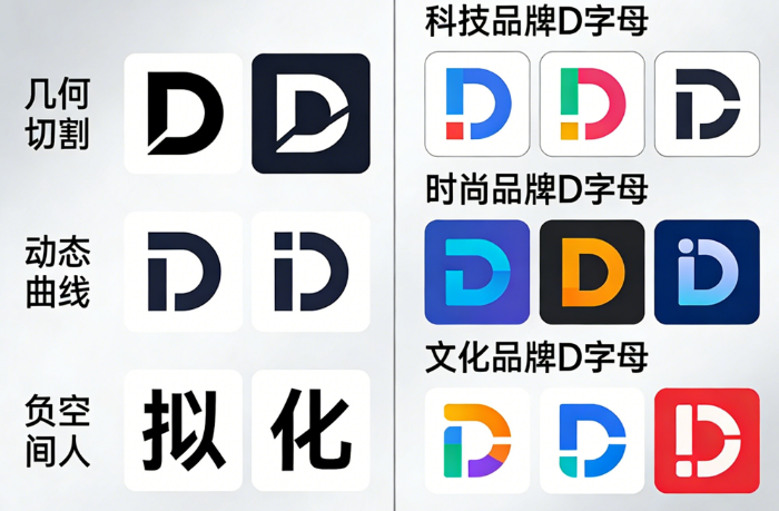 D字母Logo设计别只会描轮廓!从创意变形到案例赏析的完整灵感指南