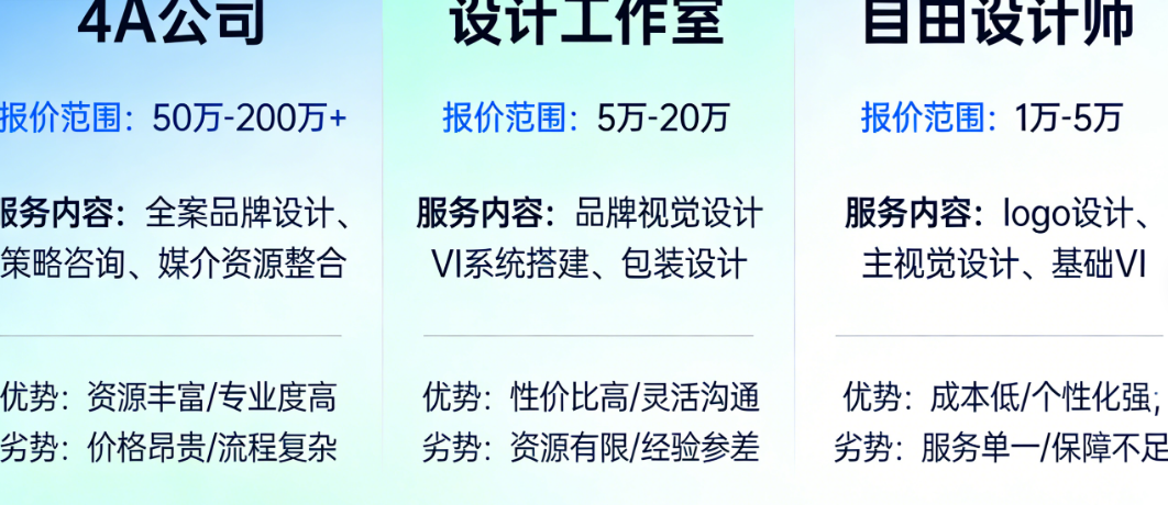 4A公司vs设计工作室vs自由设计师：咖啡品牌设计的报价差异与选择建议