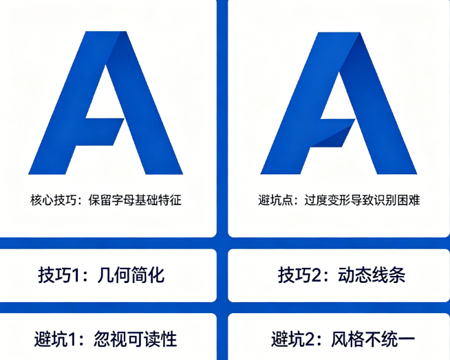 别让AI生成“四不像”字母Logo!AI字母变形的核心技巧与避坑指南