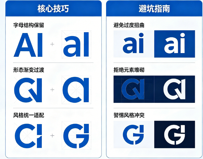 别让AI生成“四不像”字母Logo!AI字母变形的核心技巧与避坑指南