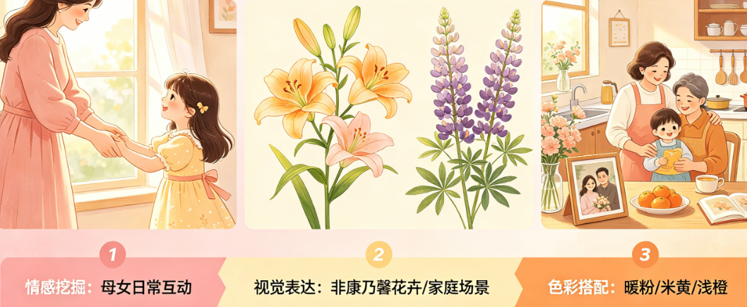 母亲节广告设计别只懂康乃馨!从情感共鸣到视觉表达的完整设计指南
