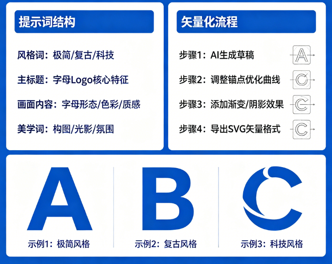 AI设计字母Logo别只懂生成!从提示词到矢量化的完整AI设计指南