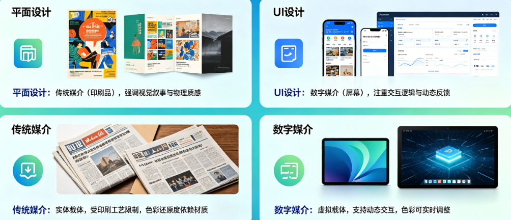 平面设计还是UI设计？传统媒介还是数字媒介？——视觉传达在不同领域的应用差异