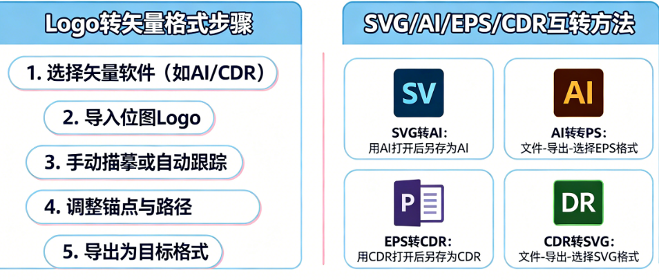 Logo怎么转换为矢量格式?SVG、AI、EPS、CDR如何互转?——Logo矢量转换全攻略
