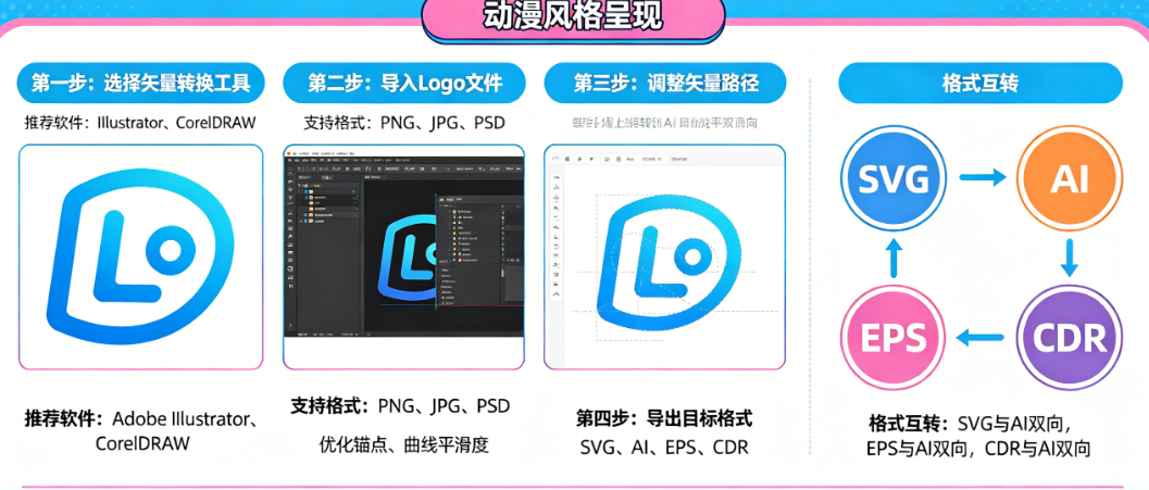 Logo怎么转换为矢量格式?SVG、AI、EPS、CDR如何互转?——Logo矢量转换全攻略