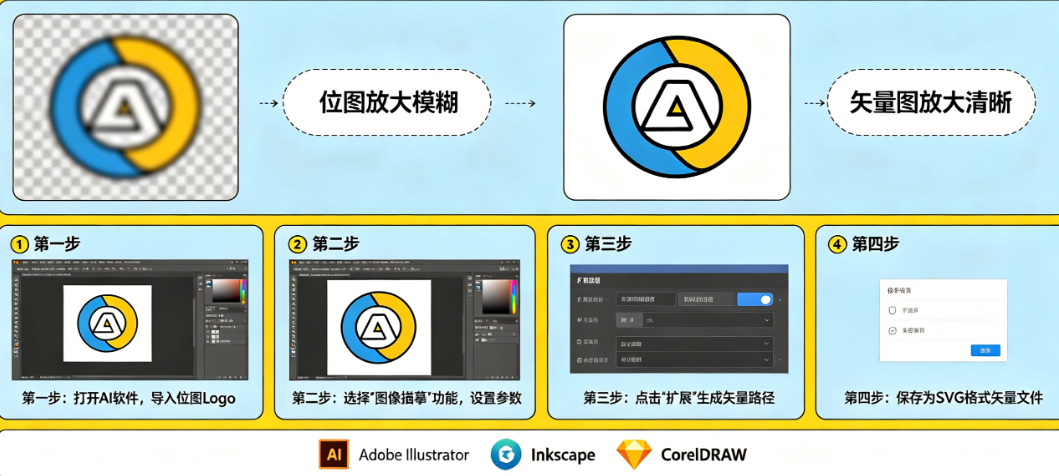 Logo放大就模糊?揭秘如何将Logo完美转换为矢量格式(附工具与步骤)