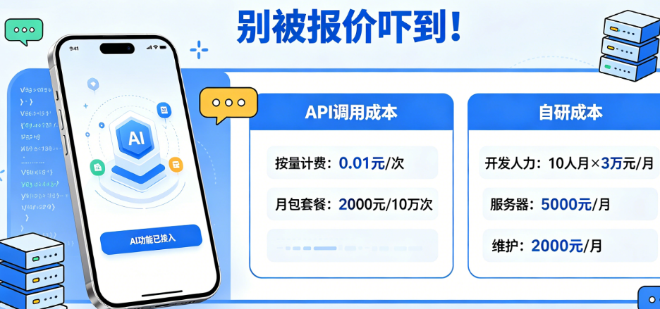 APP接入AI功能别被报价吓到!从API调用到自研的成本完整指南