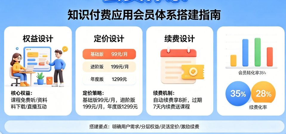 知识付费应用会员体系怎么搭建?权益、定价、续费如何设计?