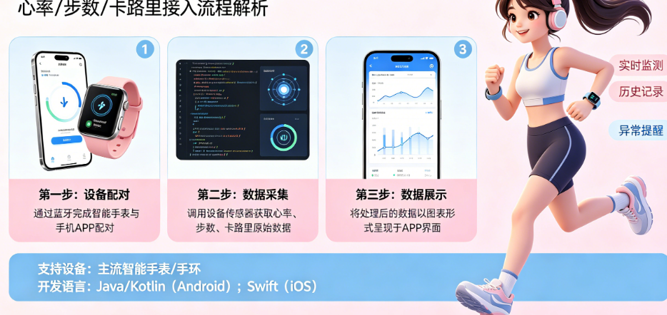 支持穿戴设备对接的运动监测APP怎么开发?心率、步数、卡路里如何接入?
