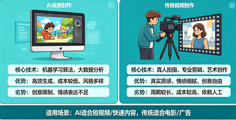 AI能取代传统视频制作吗?揭秘两者的核心差异与各自优劣势