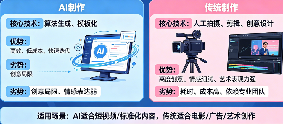 AI能取代传统视频制作吗?揭秘两者的核心差异与各自优劣势