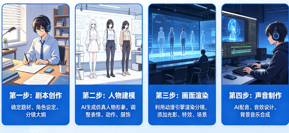 AI仿真人短剧是怎么做出来的?剧本、人物、画面、声音全流程拆解