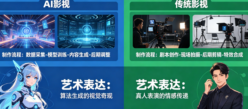 AI影视vs传统影视别只看“省成本”!从制作流程到艺术表达的完整对比指南